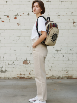 Rucksack, klein aus Hanffaser, Motiv "Sonne"