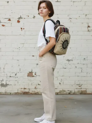 Rucksack, klein aus Hanffaser, Motiv "Sonne"
