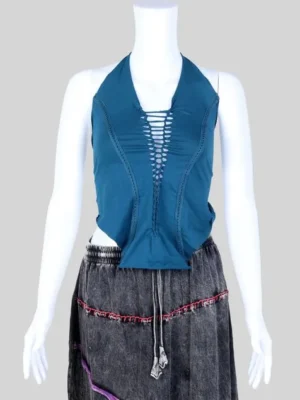 Damentop aus Lycra mit gerafftem Ausschnitt