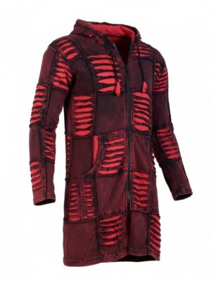 Lange Damen-Patchworkjacke aus Baumwolle